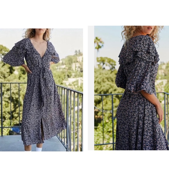 Free People Float On A Sunbeam Cottage Prairie Boho Dress Size Medium - Picture 1 of 14